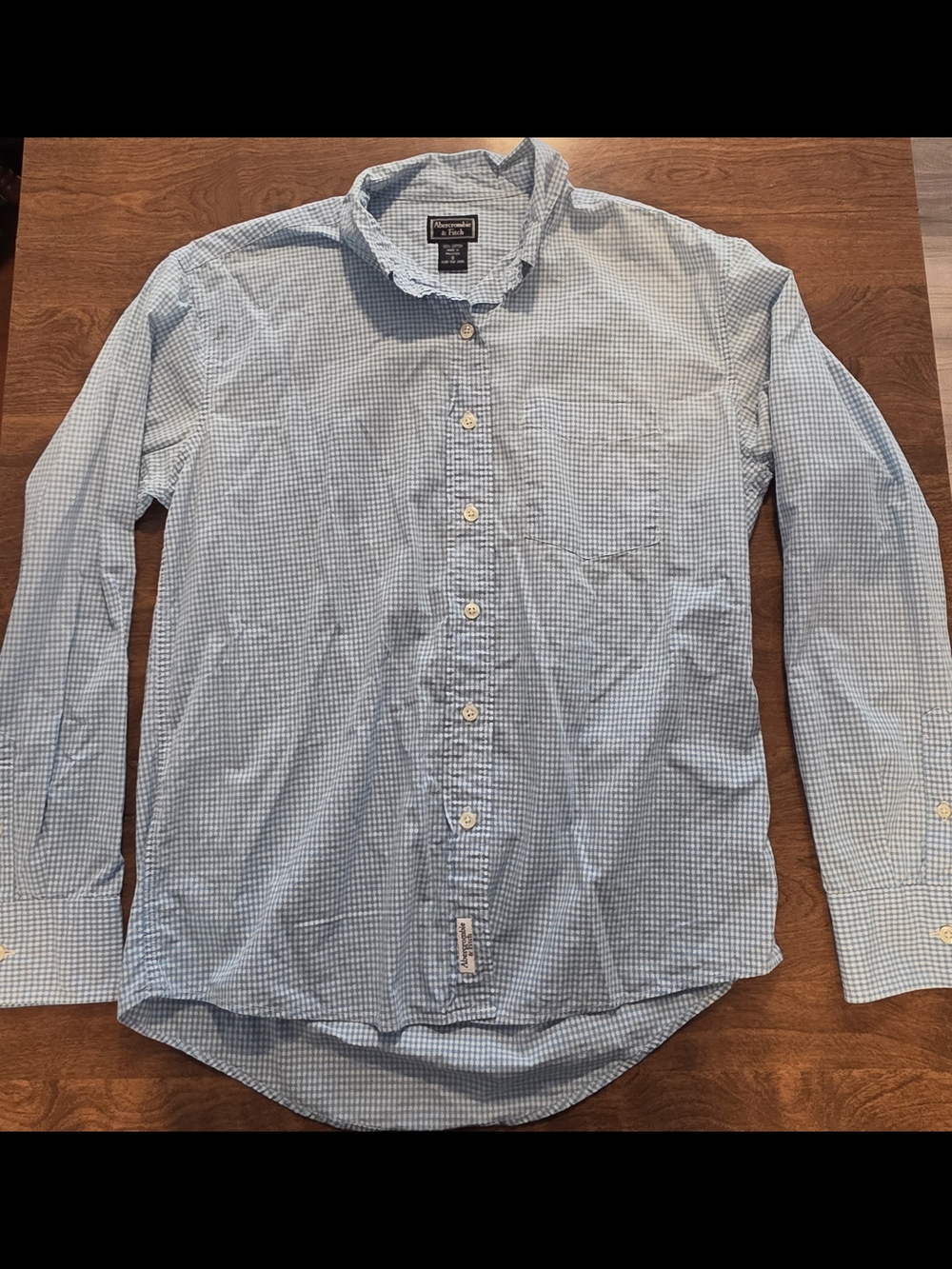 Abercrombie & Fitch Men's Blue Long Sleeve Button-Up Shirt